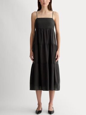 Everlane Gauze Tiered Dress in Black